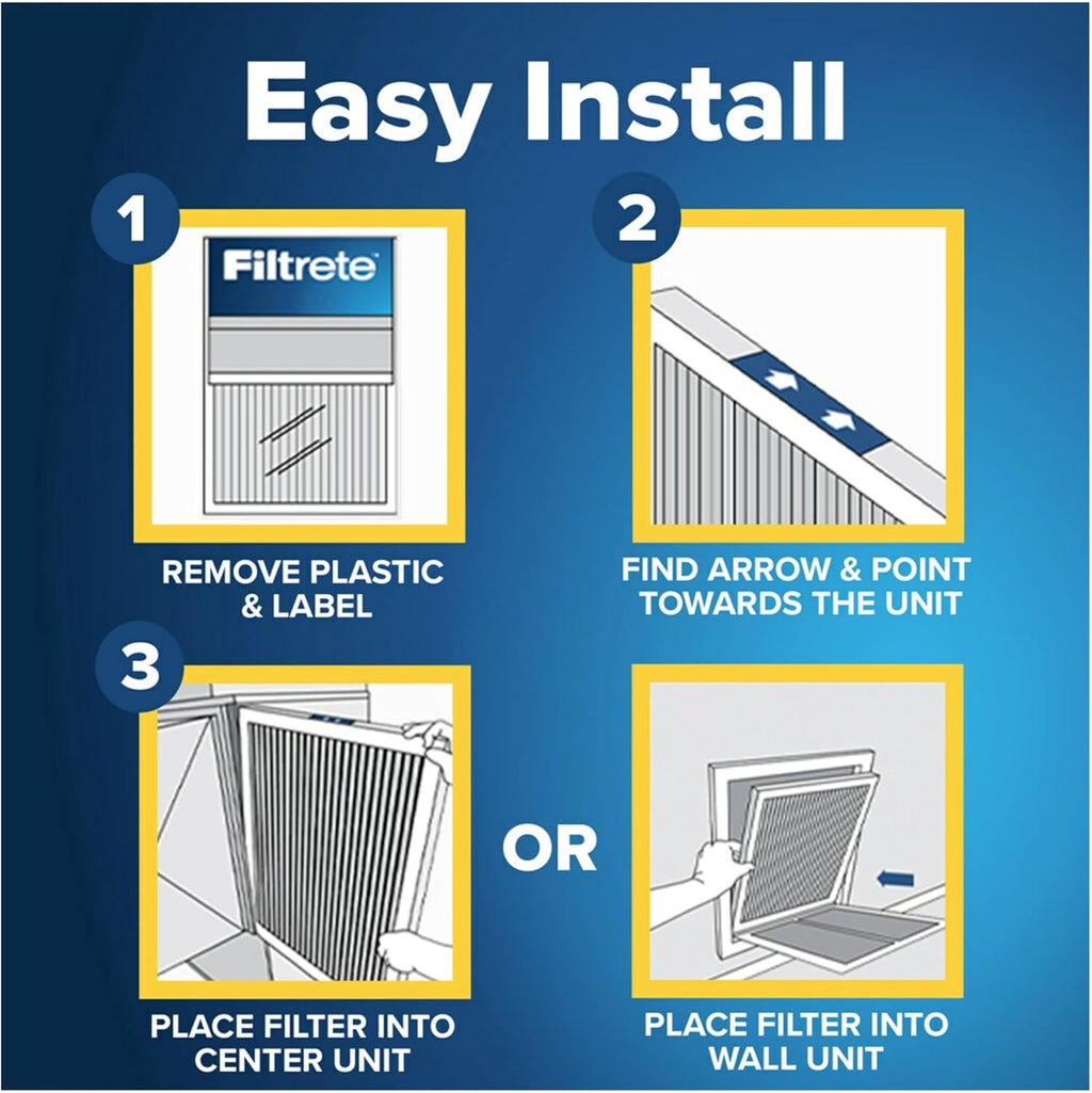Filtrete 17.5x29.5x1 AC Furnace Air Filter, MERV 11, MPR 1000, Micro Allergen Defense, 3-Month Pleated 1-Inch Electrostatic Air Cleaning Filter, 6 Pack (Actual Size 17.19x29.19x0.81 in)