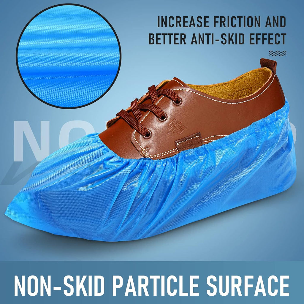 Shoe Covers Disposable Non Slip for Indoors Pack of 200 (100 pairs) Recyclable Shoe Booties Waterproof Shoe & Boot Covers Durable Shoe Protectors Covers One Size Fits Most Blue