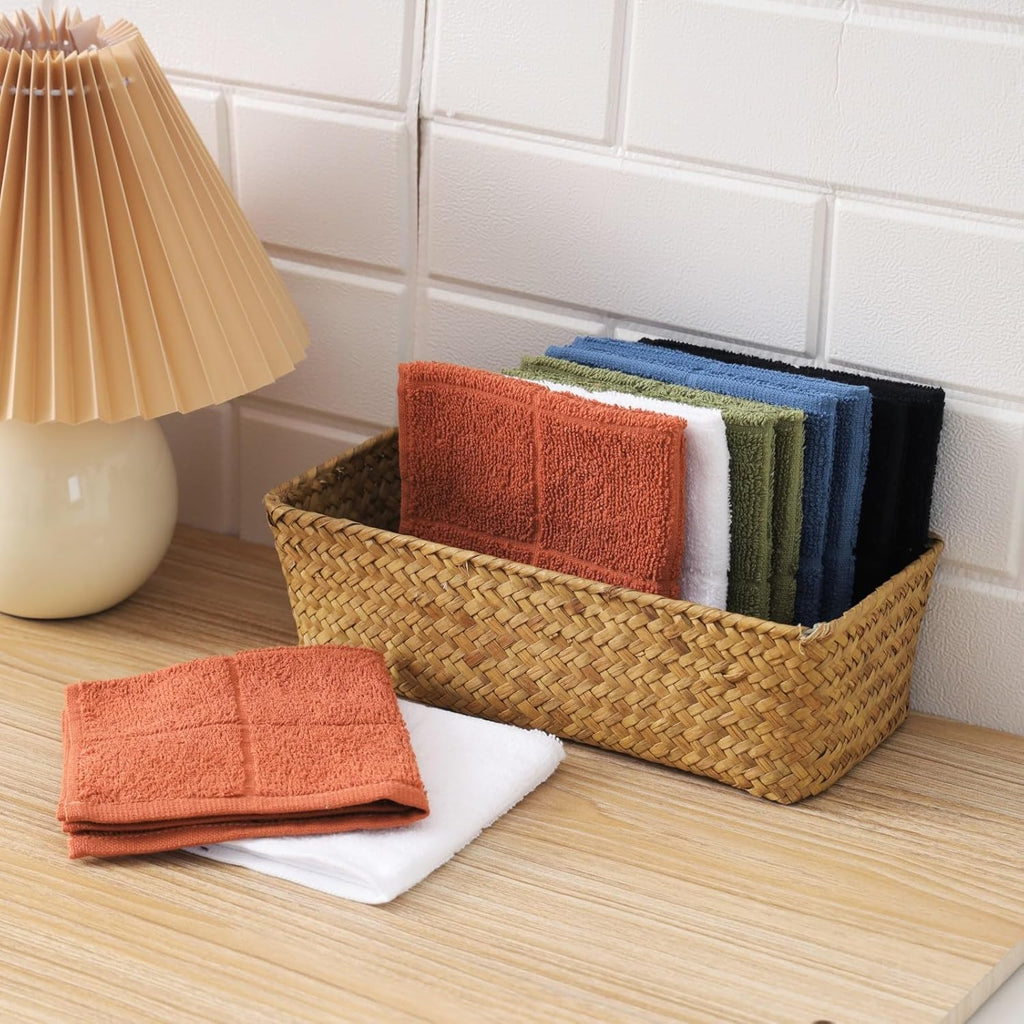 Glynniss Dishcloths Kitchen Highly Absorbent Dish Rags 100% Cotton Dish Cloths for Washing Dishes, Cleaning (Middle Blue, 11x11)