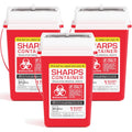 Sharps Container Large - Sharps Containers for Home Use and Labs - Portable Needle Disposal and Travel Size Biohazard Bin - 1 Quart (Pack of 3)