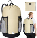 BALEINE 150L Laundry Bag Backpack, 900D Oxford Fabric Large Travel Laundry Bags with Shoulder Straps and 2 Mesh Pockets for College Dorm, Apartment, Laundromat (Beige, 150L)