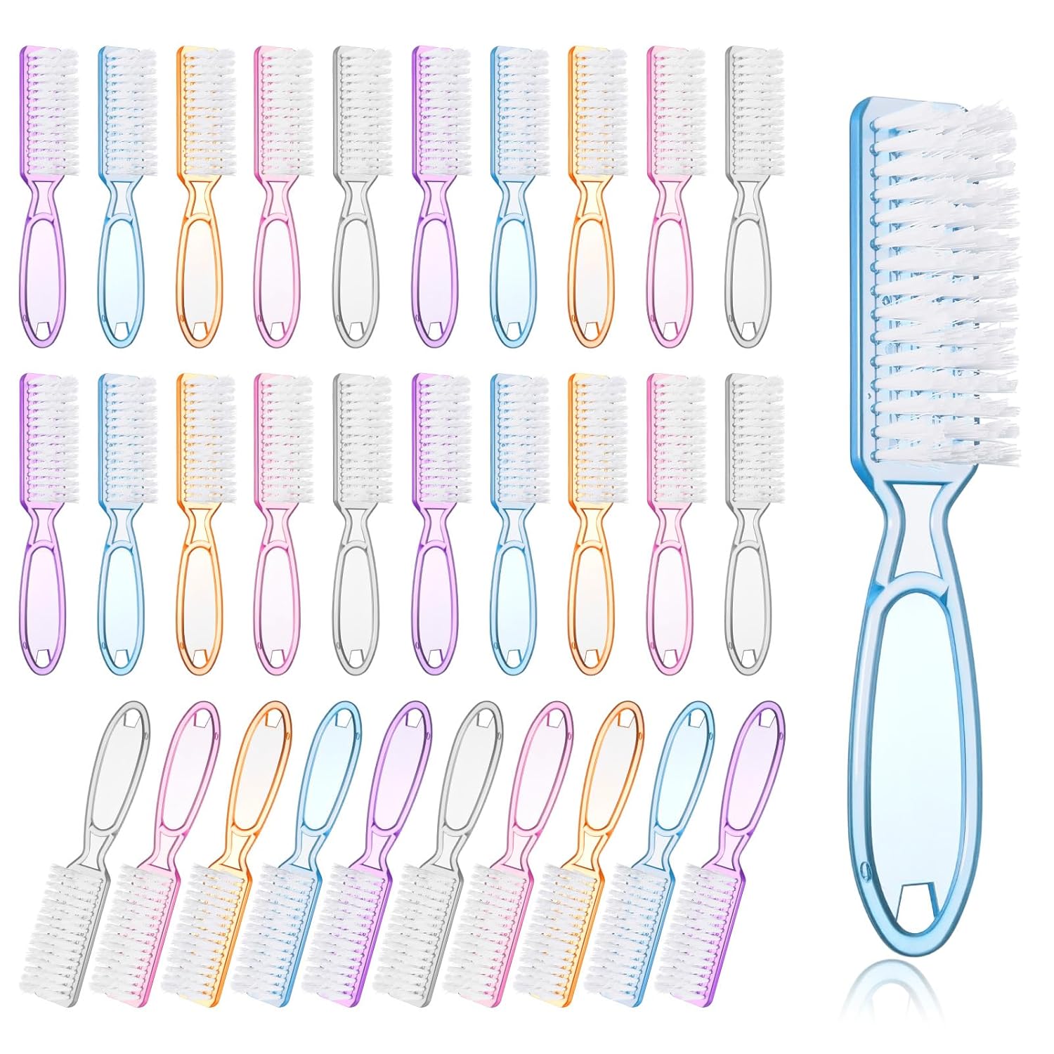50 Pcs Handle Grip Nail Scrubber Brushes, Manicure Pedicure Cleaning Brushes for Fingernails and Toes, Multi-Purpose Cleaning Tools in 5 Colors