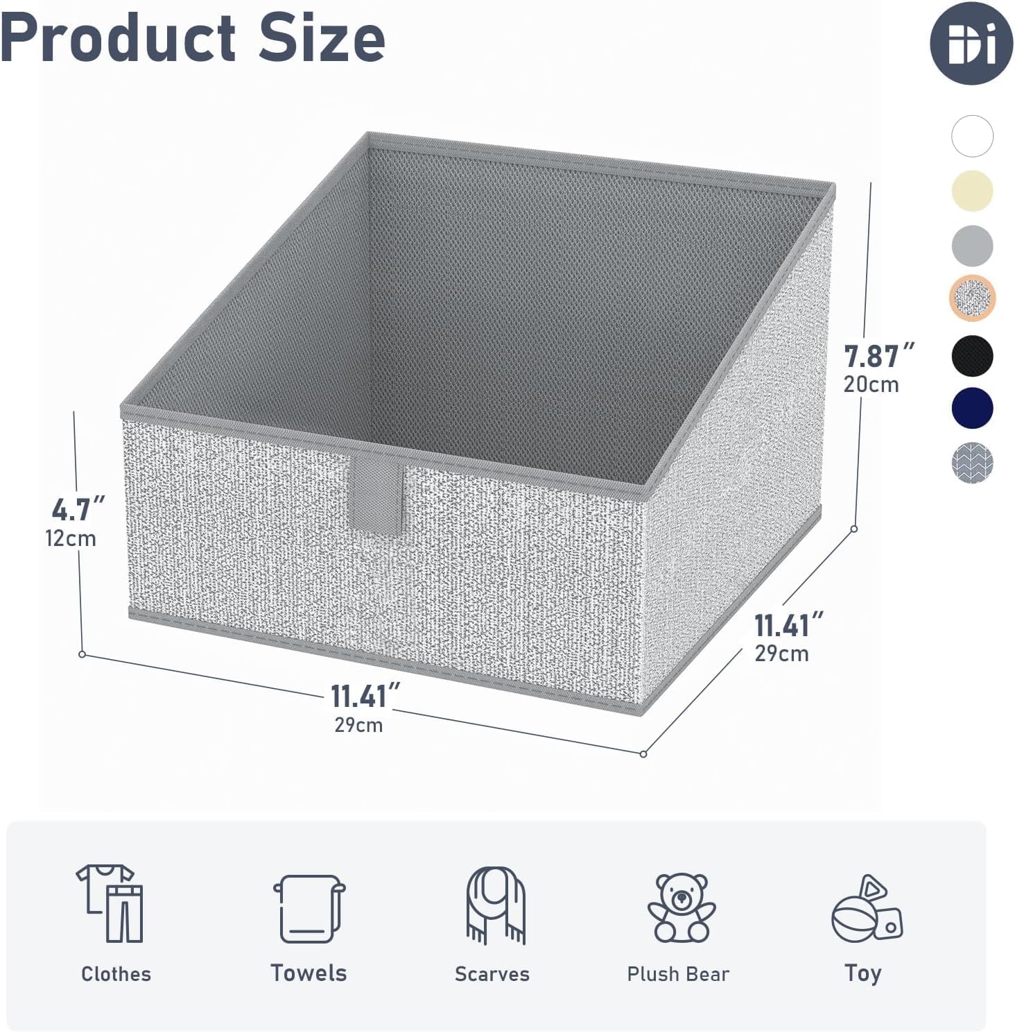 DIMJ Closet Storage Bins 10 Pack - Fabric Trapezoid Closet Organizer Bin, Foldable Storage Baskets for Shelves, Closet Shelf Organizer, Clothing Storage Box for Toys, Books, Towel, Clothes, Gray