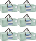 VENO 6 Pack Moving Bags for College, Heavy-Duty Storage Totes, Moving Boxes and Wardrobe Packing Supplies Alternative - Extra Large Durable Laundry Bags for Clothes (Shiny Light Green, 6 Pack)