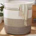 OIAHOMY 115L Laundry Baskets Hamper with Handles, Decorative Basket for Living room, Woven Storage Basket for Toys Bin,Pillows, Blankets, Clothes-20x22.5in-Gradient Yellow