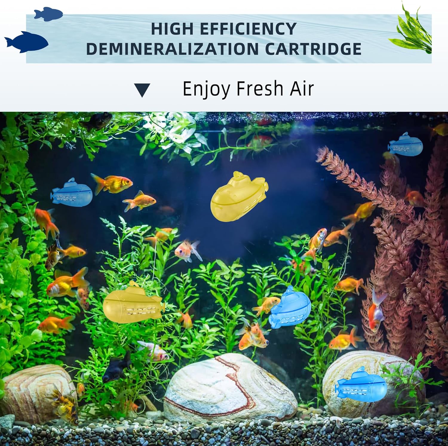 AMI PARTS Humidifier Tank Cleaner Adorable Submarine Purifie Water Soften Hard Water for Warm&Cool Most Humidifiers and Fish Tank 18-Pack (Blue& Yellow)