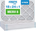 Aerostar 18x24x1 MERV 8-6 Count - High Efficiency Pleated HVAC, Furnace & Air Conditioner Filters - Removes Dust, Lint, Mold & Allergy-Causing Pollen