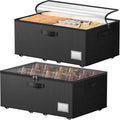 Underbed Storage with Wheels, 2 Pack Under Bed Storage Containers with Clear Lids No Assembly Required, 6.1 inch Rolling Under Bed Storage for Clothes, Shoes