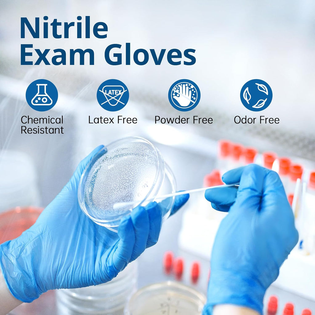 Disposable Nitrile Exam Gloves, 3 Mil, Blue, Nitrile Gloves Disposable Latex Free, Medical Gloves, Cleaning Gloves, Food-Safe Rubber Gloves, Powder Free, Non-Sterile, 100-ct Box (Small)