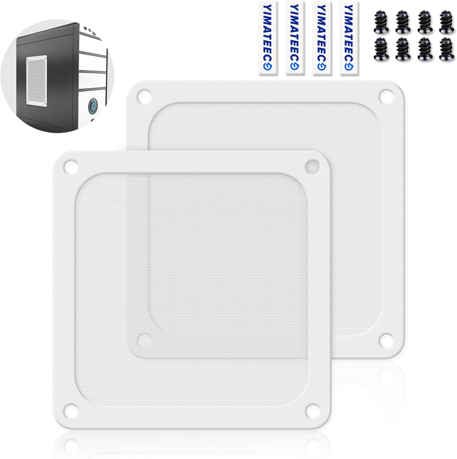 Dust Filter PC 140mm Computer Fan Filter Grills for Computer Cooler Fan/PSU/Routers 50 Mesh, Magnetic Frame PC Cooler Filter Dustproof Mesh (PVC, 140 * 140mm, 2pcs, White)