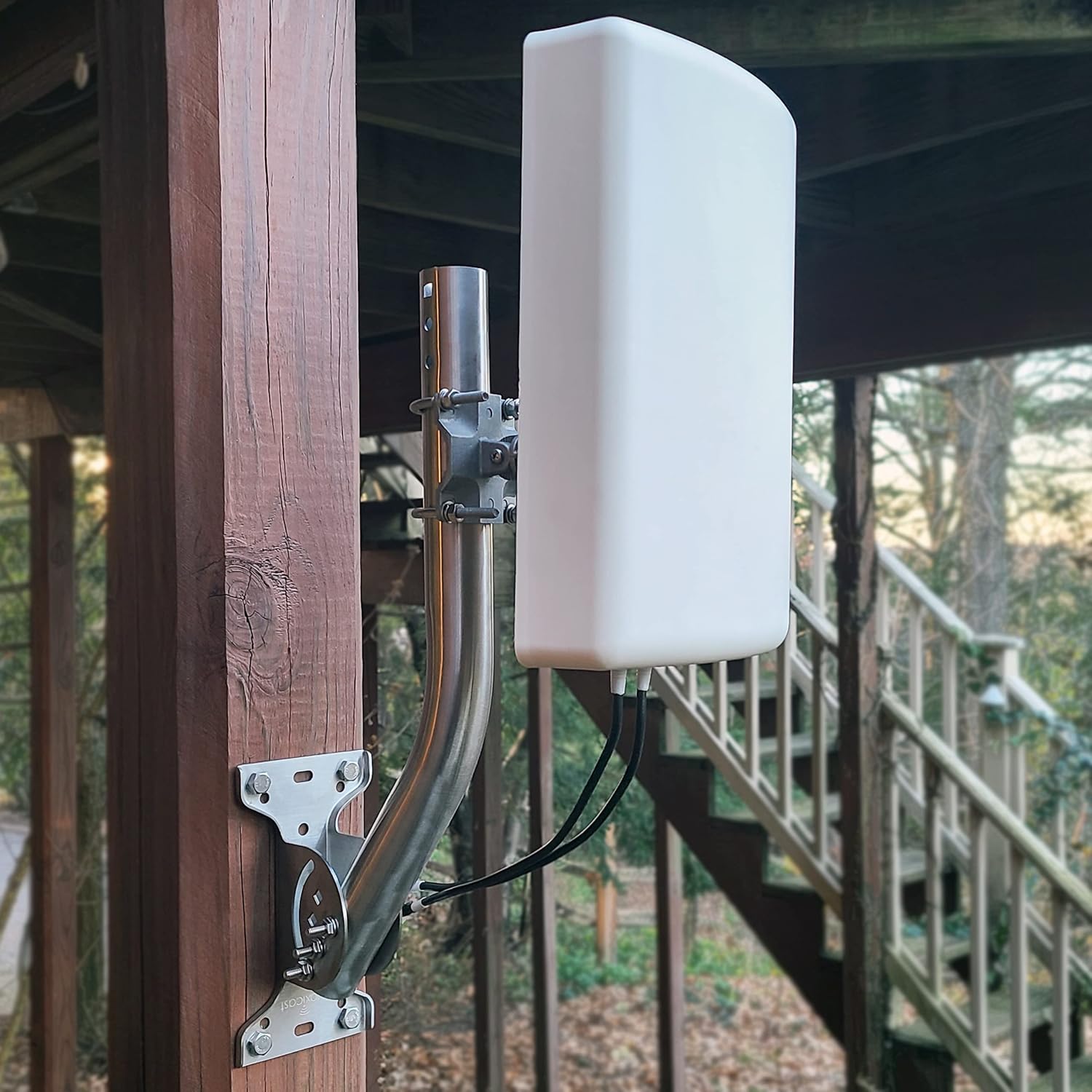 Proxicast Pro-Grade J-Max 100% Solid Rustproof Aluminum Antenna Mount - Universal Outdoor Adjustable Pivot/Lock Bracket & J-Pipe Mast (1.5" x 18" Pole) for Wall, Eave or Roof Mounting (ANT-800-JP2)