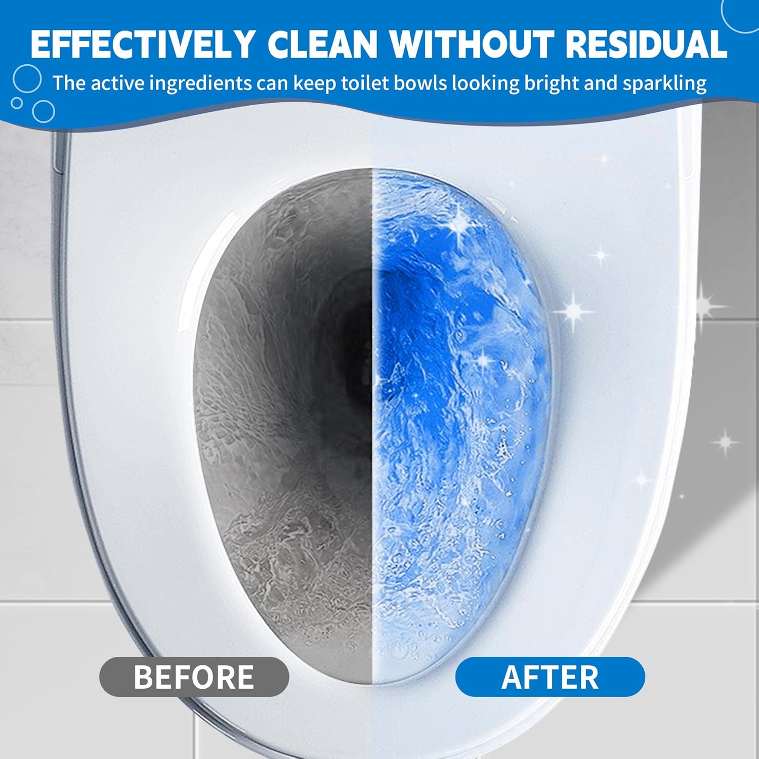 Toilet Bowl Cleaner Tablets, Automatic Toilet Tank Cleaner for Deodorizing & Descaling, Long-Lasting with Sustained Release Technology for Bathroom Cleaners, Blue, 6 Packs