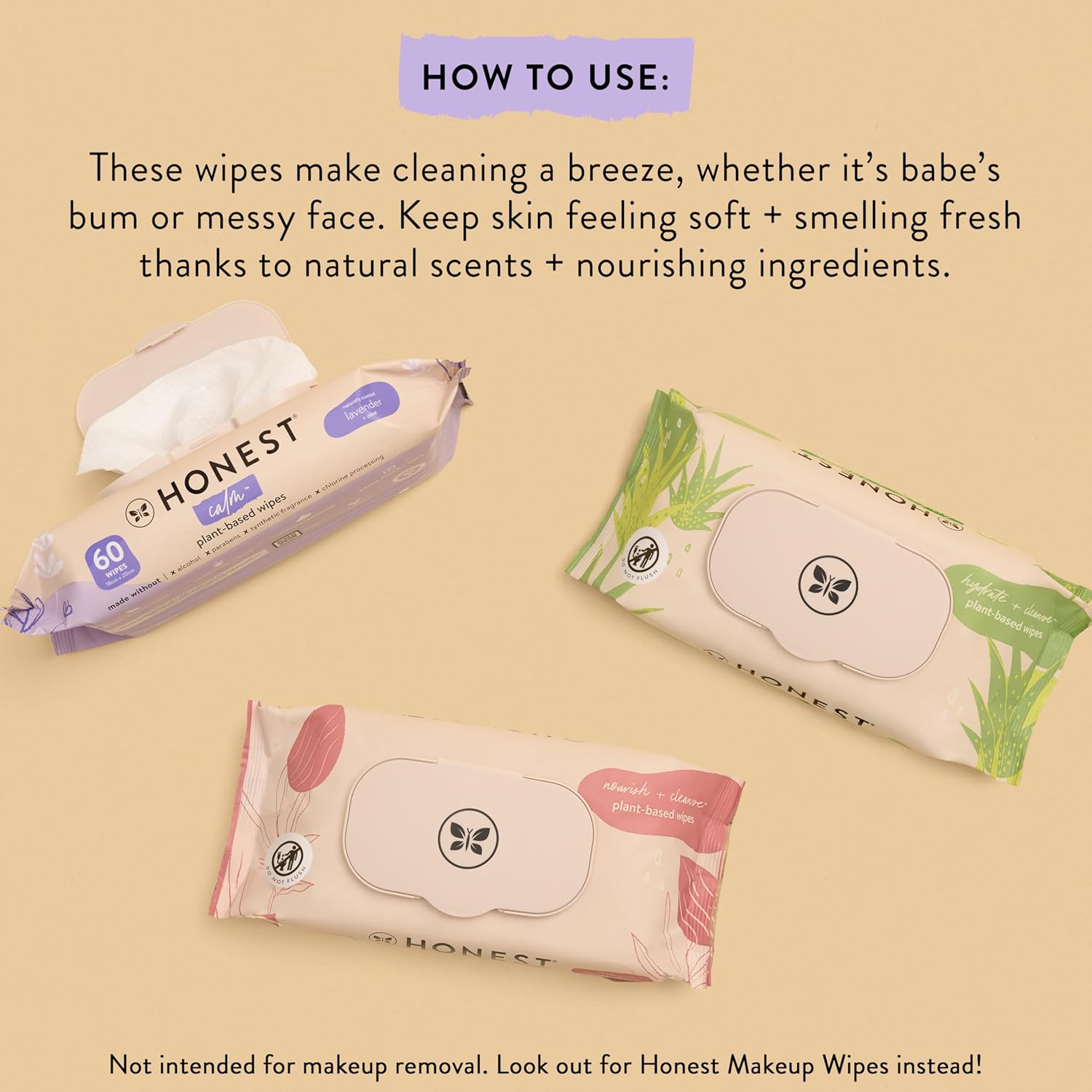 The Honest Company Nourish and Cleanse Naturally Scented Wipes Cleansing Multi-Tasking Wipes 99% Water Plant Based Hypoallergenic Sweet Almond 240 Count