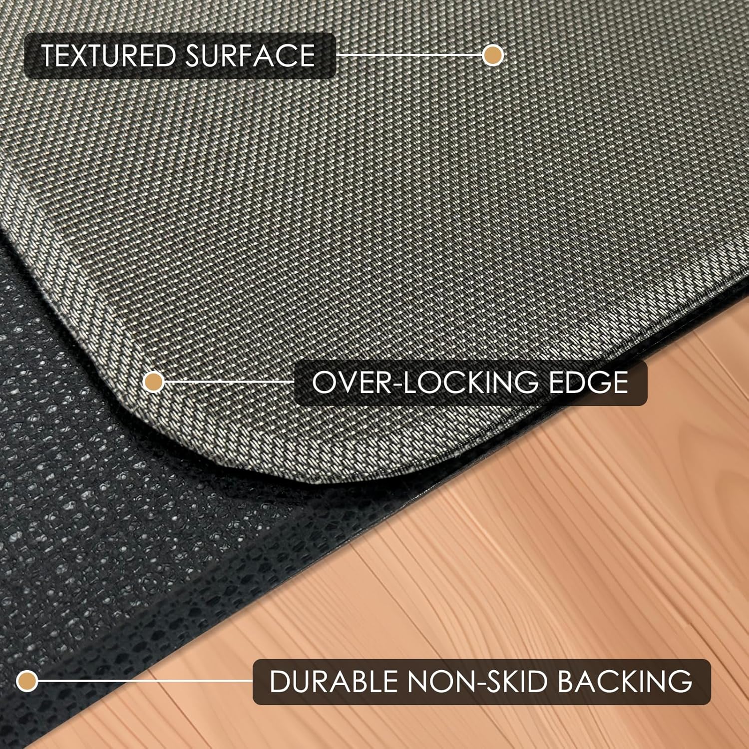 Kuyal Office Chair Mat for Hardwood Floor, 36" x 48" Heavy Duty Desk Chair Mat for Office & Home, Anti Slip, Non-Curve Computer Chair Protector Mat, Light Brown