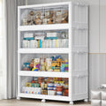 220Gal Plastic Stackable Storage Bins with Lid, 880QT Extra Large Closet Organizers Collapsible Cabinets Boxes With Drawers, Foldable Containers with 6x Wheels for Home Kitchen, V60 4Pack White