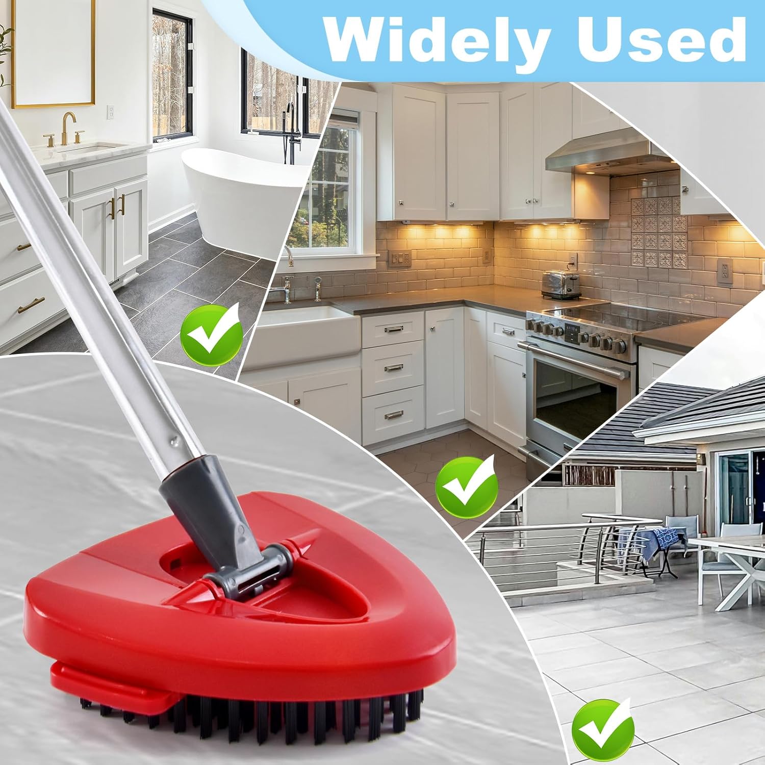Spin Mop Handle for O-Cedar,Scrub Brush and Mop Base Compatible with Ocedar EasyWring 1 Tank System,4 Section 30" to 58" Mop Replacement Handle Stick Pole for O Cedar Spin Mop Refills and Brooms
