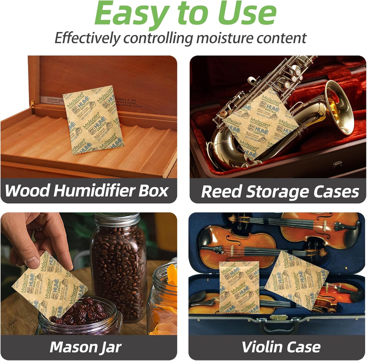 30 Pack 85% RH Size 8 Two-Way Humidity Control Packs for Wooden Musical Instruments, 8 Gram Moisture Control Packets for Bagpipe Reeds, Saxophone Reeds Individually Wrapped
