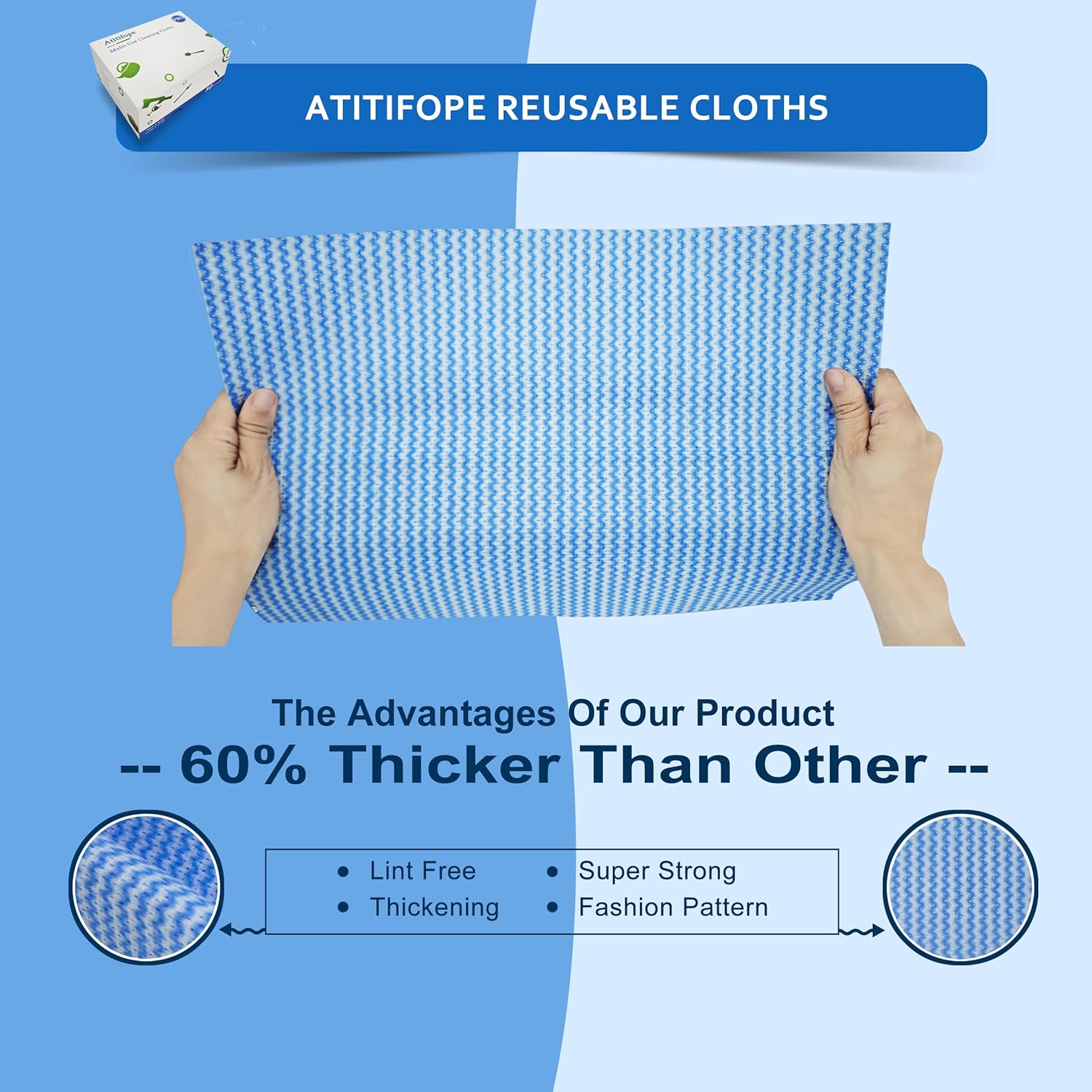 Multi-Use Reusable Cloths - Heavy Duty Wipes for Kitchen, Bathroom & Car (50 Count (Pack of 1))