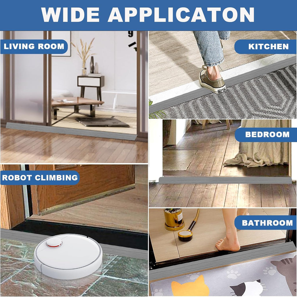 Vinyl Door Threshold Flooring Transition Strip Self Adhesive Carpet Edging Strip for Laminate Doorway Edge Threshold from 3/5" to 4/5" (Light Gray Wood Grain, 3.3 Ft)