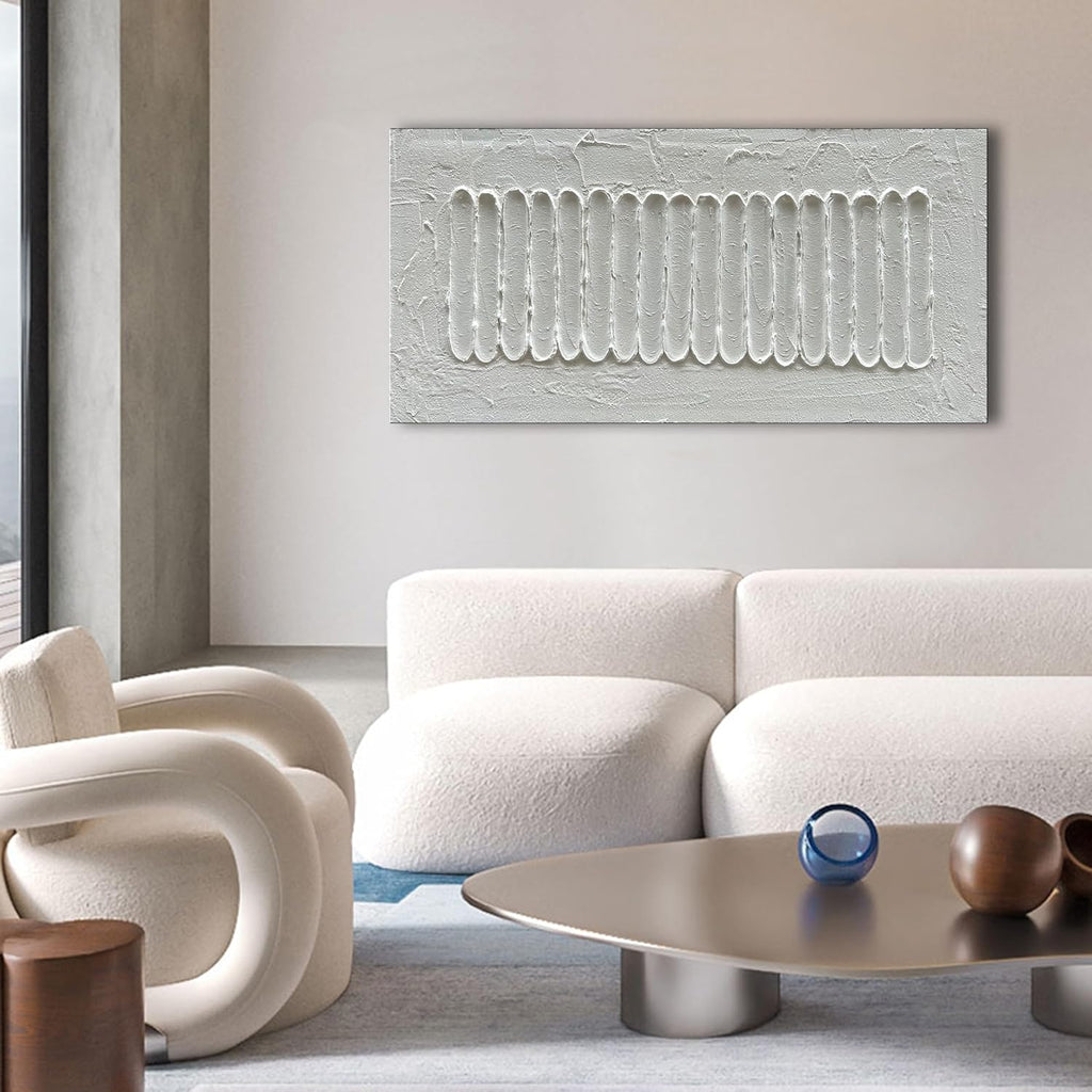 NANKAI Art 24x48 Inchs White Minimalist Art Oil Painting Hand Painted Thick Texture Abstract Painting Home Wall Decorative Art