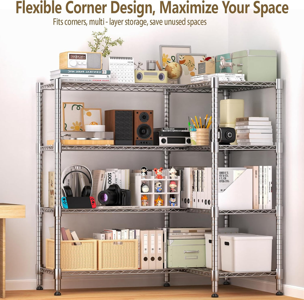 Himimi 4-Tier Heavy Duty Metal Storage Rack, 1200LBS Adjustable Wire Shelving for Storage, Standing Storage Shelf Units for Kitchen Garage Pantry Laundry, 60" W x 14" D x 60" H, Silver
