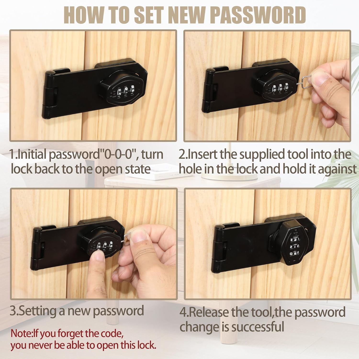Password Rotary Hasp Locks, Digit Combination Lock Door Security Slide Latch Door Lock for Drawers, File Cabinets, Cabinets, Interior Doors, Barns, Garage Doors, Fence (5 Inch)