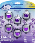 Air Jungles Lavender Scent Car Air Freshener Clip, 6 Vent Clips, 4ml Each, Long Lasting Air Freshener, Up to 180 Days Car Refresher Odor Eliminator