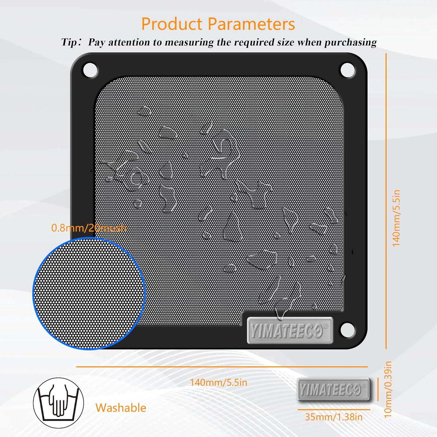 140mm PC Dust Filter for Computer Cooler Fan/PSU/Routers PVC 50 Mesh, Magnetic Dust Mesh Computer Fan Filter Grills with Screws Dustproof Case Cover (PVC V4.0, 140 * 140mm, 2pcs, Black)