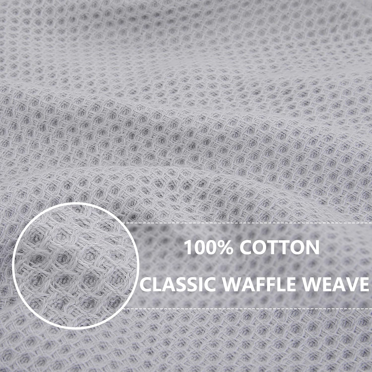 Homaxy 100% Cotton Waffle Weave Kitchen Dish Towels, Ultra Soft Absorbent Quick Drying Cleaning Towel, 13 x 28 Inches, 6-Pack, Light Gray
