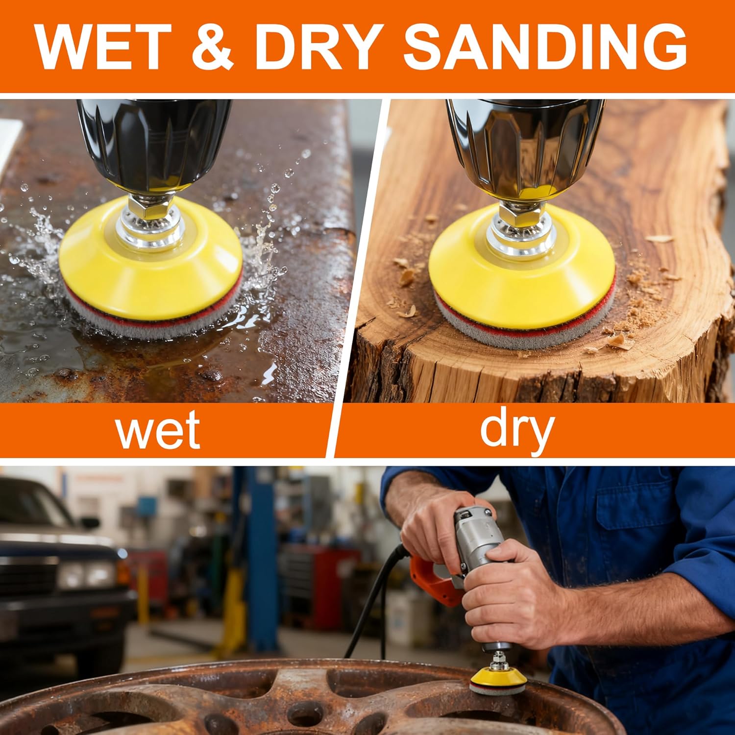 64 PCS 2 Inch Sanding Disc Pad,Hook and Loop Sanding Pads 180 to 3000 Wet Dry Sponge Sandpaper with 1/4” Shank for Drill Sanding Grinder Rotary Tools Curved Surface Polishing and Sanding