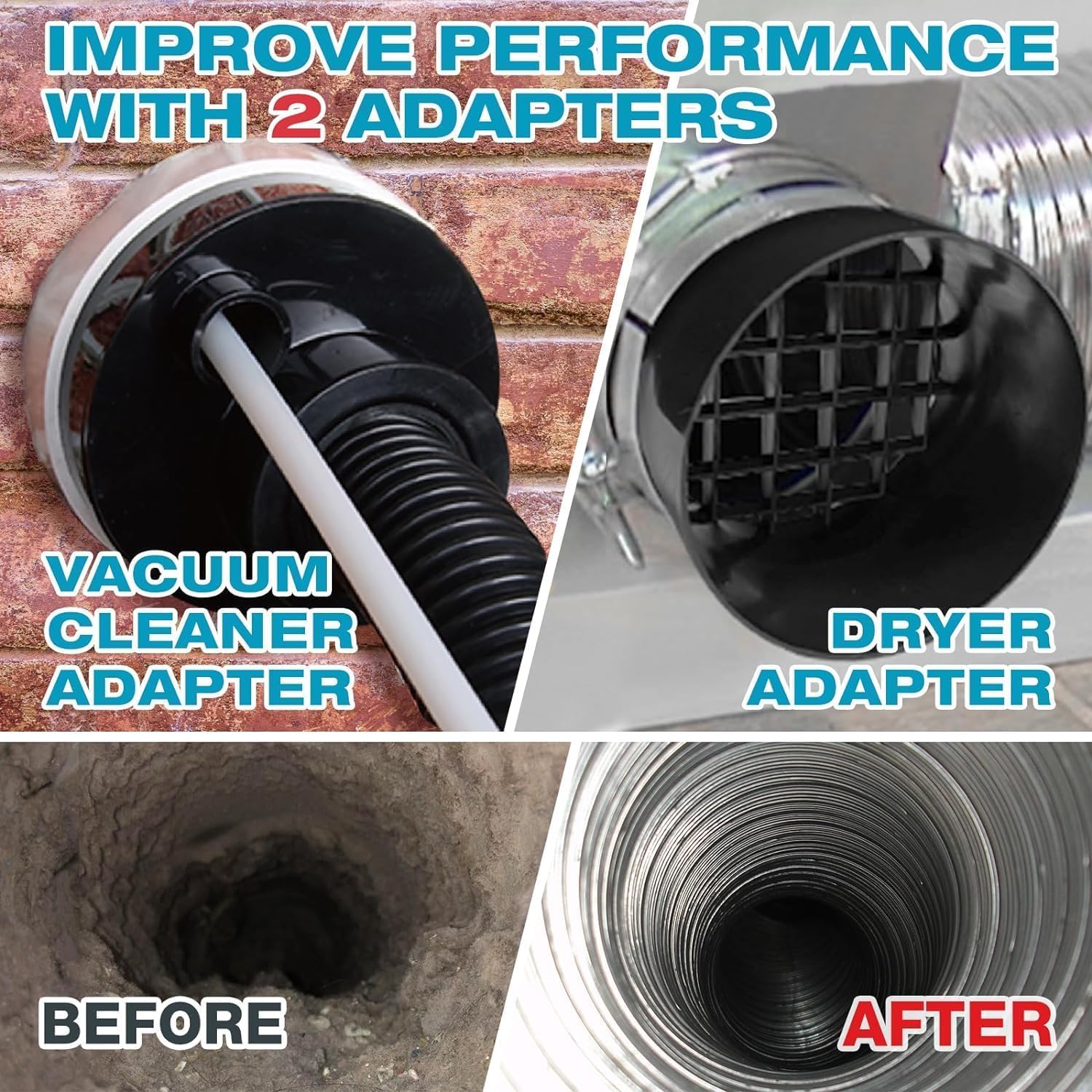 Sealegend 47-Piece 40-Feet Dryer Vent Cleaner Kit, Dryer Cleaning Tools, Omnidirectional Dryer Lint Vacuum Attachment, Dryer Vent Brush, Universal Vacuum & Dryer Adapters (Blue)
