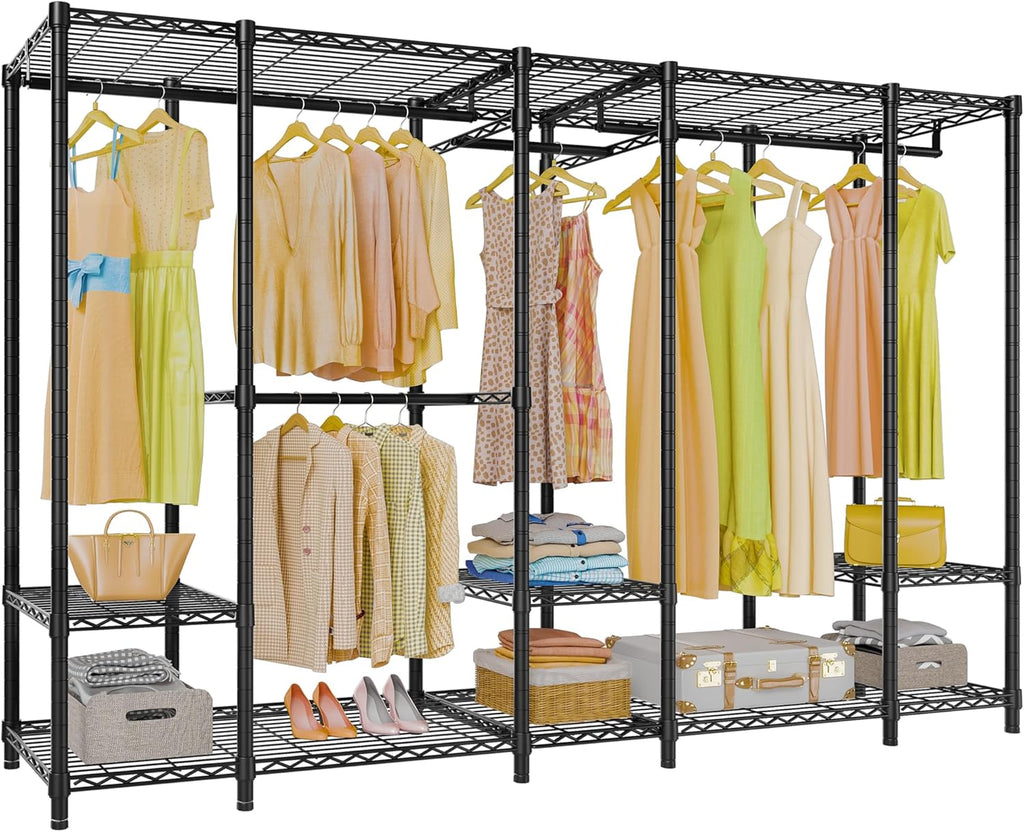 VIPEK V50 Extra Large Portable Closet Rack Bedroom Armoire Freestanding Wardrobe Closet, Heavy Duty Clothes Rack Multi-Functional Metal Clothing Rack for Hanging Clothes, Max Load 1300lbs, Black