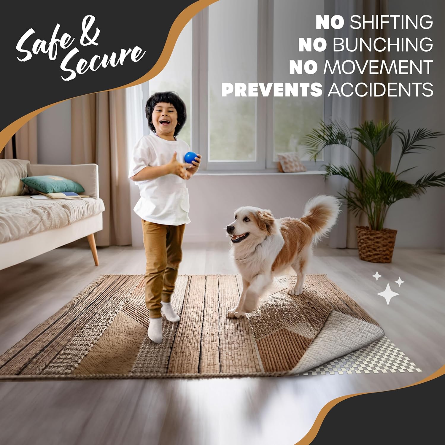 Nevlers 2'x6' Under Rug Non Slip Pad | White PVC Foam Non Slip Rug Pads | Open Weave Anti Slip Rug Grips | Anti Skid Rug Gripper for Hardwood Floors & Other Surfaces | Rug Stoppers to Prevent Sliding