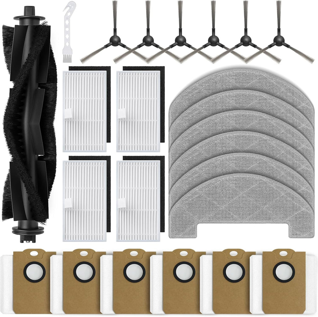 Bluevisk MS1 MAX Replacement Parts for For MONSGA MS1 MAX Robotic Vacuum Cleaner Parts with 1 Roller Brush, 4 HEAP, 6 Mop, 6 Dust Bags, 6 Side Brushes, 1 Clean Brush