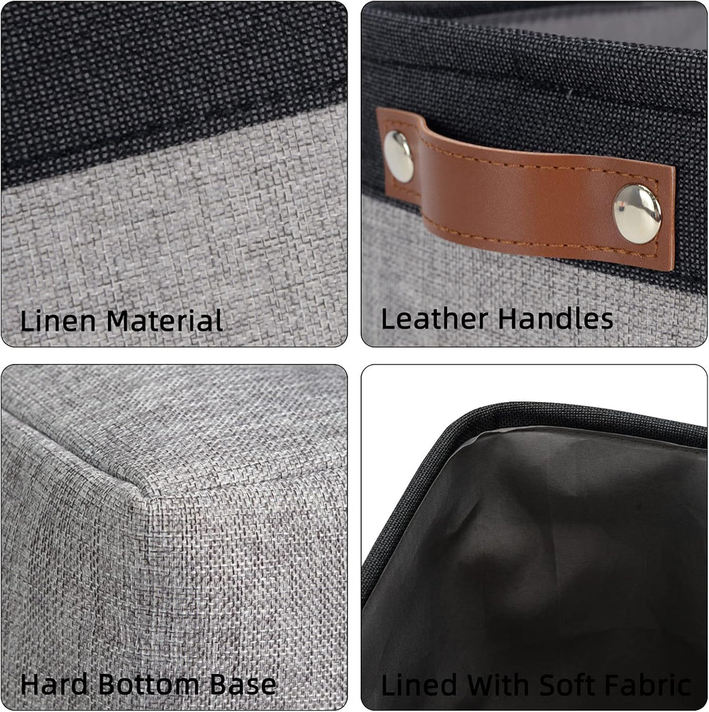 DULLEMELO Small Collapsible Fabric Basket for Organizing, Shelves, Closets, Laundry, Nursery, Decorative Gift Basket (Black&Gray)