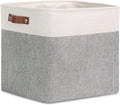 DULLEMELO Cube Basket for Storage, Collapsible Fabric Cube for Organizing, Storage Cube for Closet, Laundry, Nursery, Shelves, Decorative Basket for Gifts Empty (White&Gray)