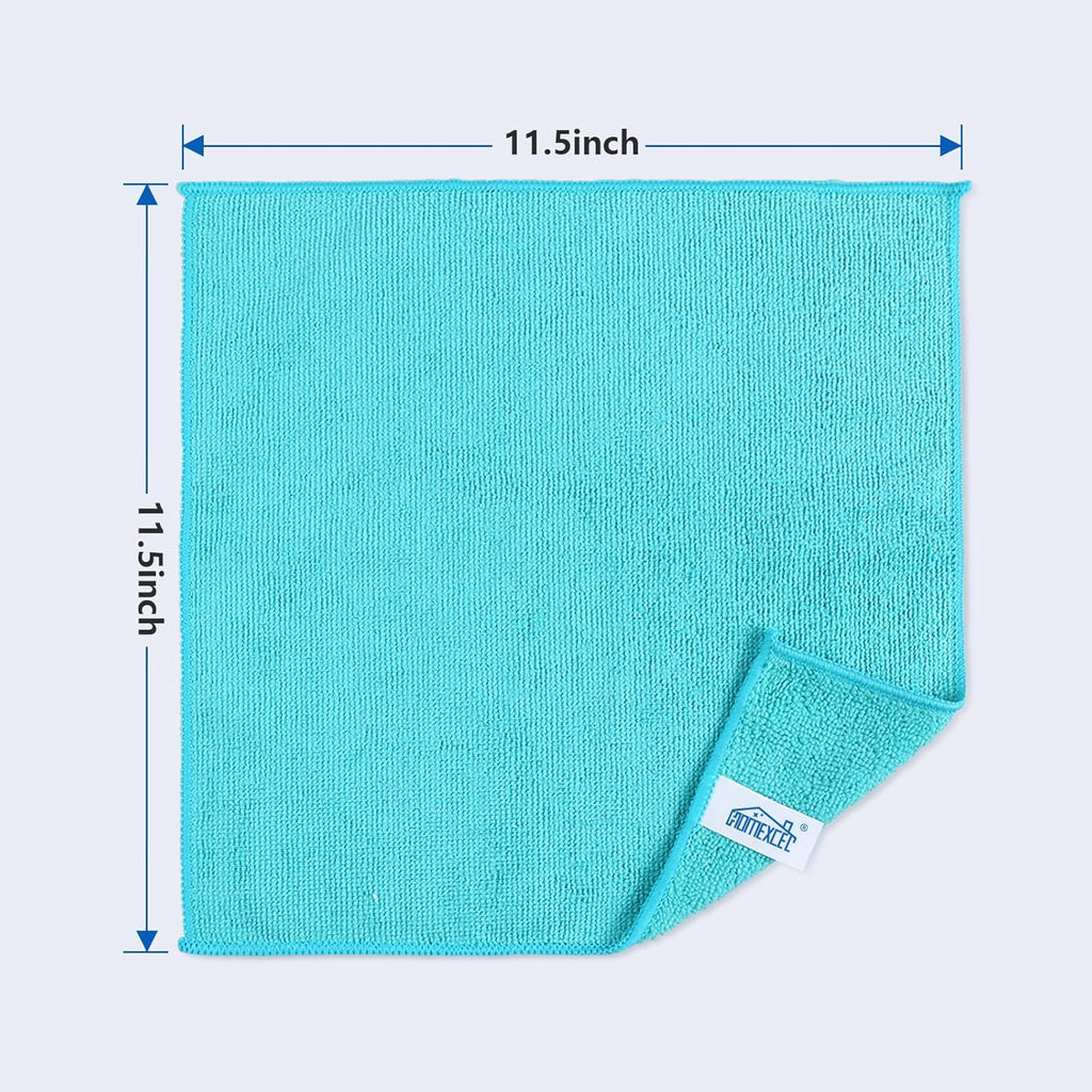 HOMEXCEL Microfiber Cleaning Cloth,12 Pack Cleaning Rags, Cleaning Towels with 4 Color Assorted, 11.5"X11.5"(Green/Blue/Yellow/Pink)