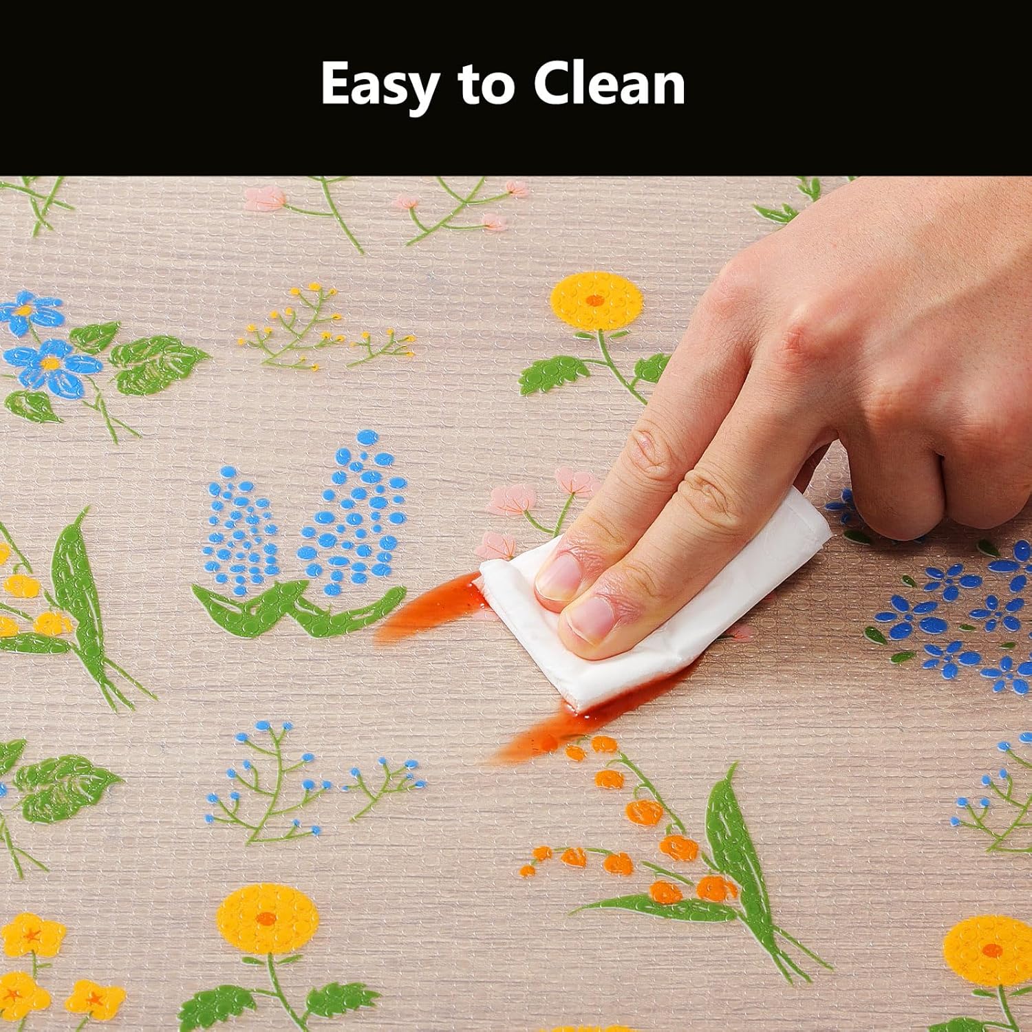 INNOLITES Non-Slip Shelf Liner – Cabinet & Drawer Liner Non-Adhesive – Waterproof Oil-Proof – Durable EVA with Floral for Kitchen Cabinets Refrigerator – BPA-Free, Easy to Cut 17.7" x 360"