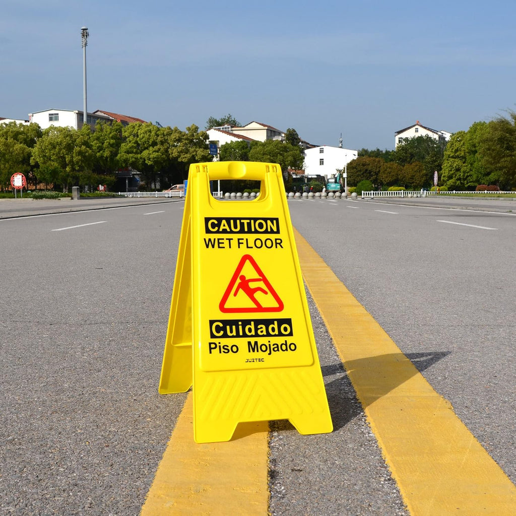 Wet Floor Sign 3 Pack - Caution Wet Floor Signs Commercial for Safety Precautions | Visible Yellow Warning Sign for Slippery Surfaces