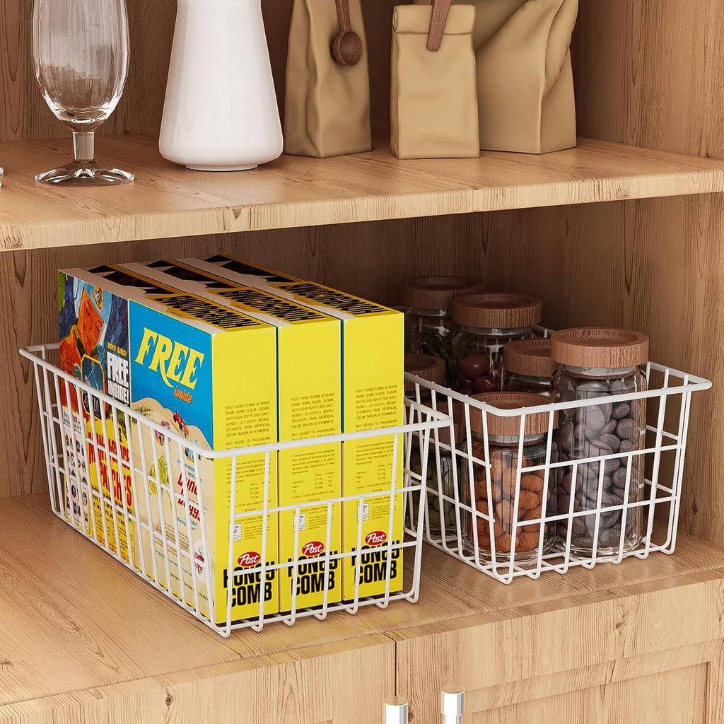 Orgneas Freezer Organizer Bins, Upright Freezer Basket Drawer Organizer Bins, Better Air Circulation Metal Wire Storage Container Bin For Chest Deep Freezers, Easy Sort & Get Food, 2 Large 2 Medium