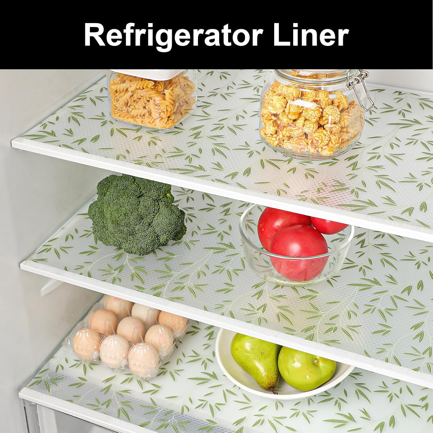 Cooyes Drawer Liner Shelf Liners for Kitchen Cabinets Refrigerator Liners Waterproof & Oil-Proof Kitchen Cupboard Liner Drawer Mats EVA Material Non Adhesive Fridge Liner for Shelves
