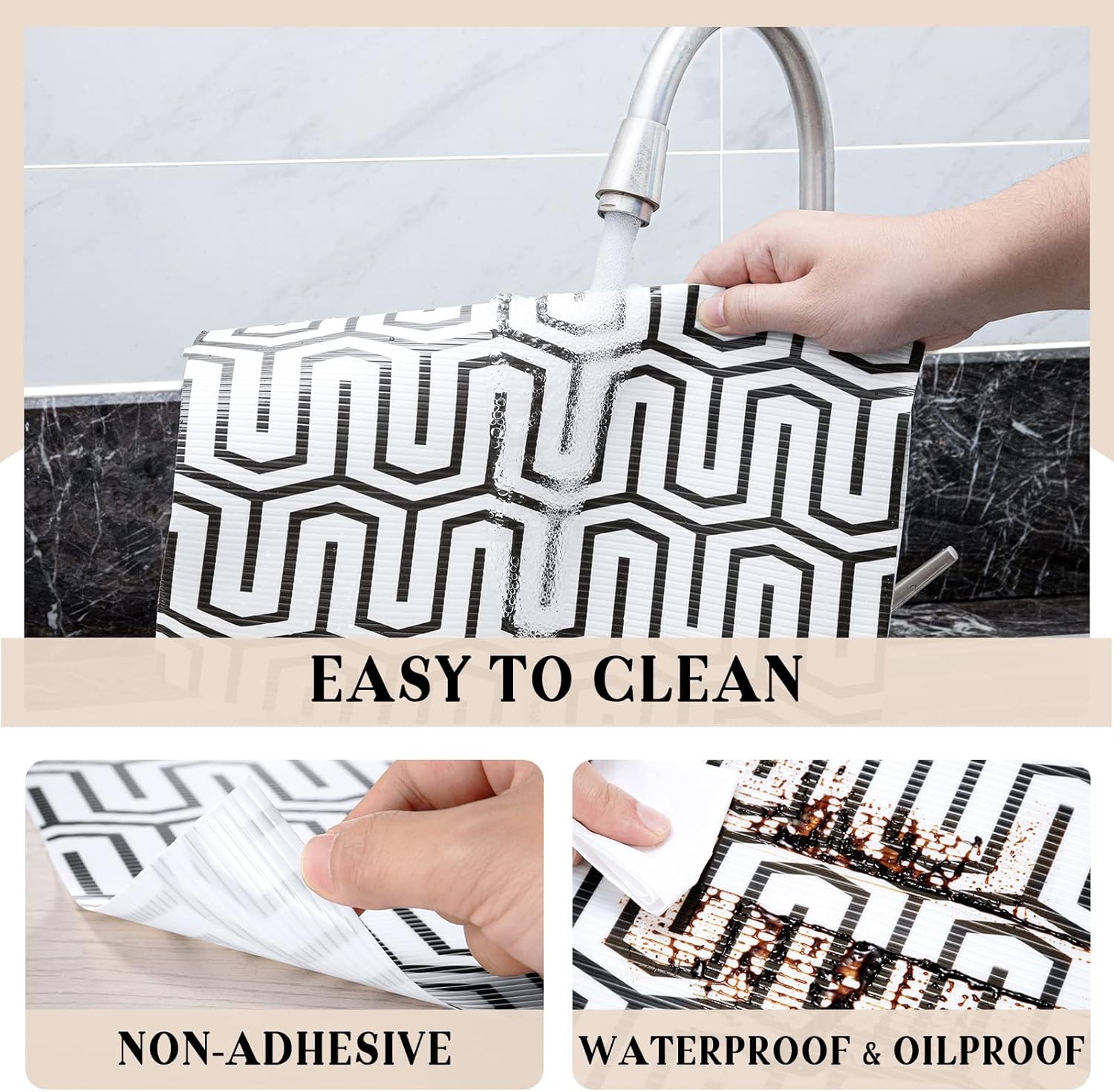 Glotoch Shelf Liner 17.5" x30 ft- Non Adhesive Refrigerator, Kitchen, Drawer Liners, Waterproof and Durable Fridge Table Place Mats for Cupboard, Cabinet, Drawer Liner，White Labyrinth