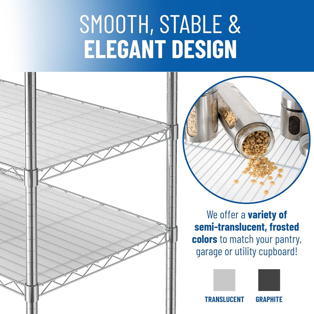 Sterling Shelf Liners for Wire Shelf System: Set of 5 in Graphite: 14 x 30 inch: Plastic Wire Shelving Mats