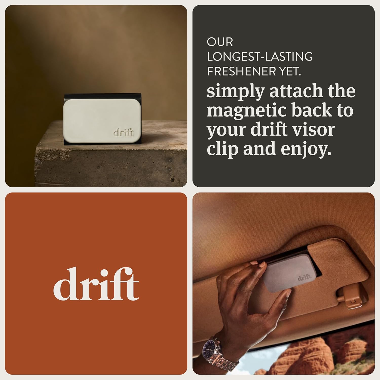 Drift Car Air Freshener - Stone Air Freshener - Car Odor Eliminator - Amber 3 Pack Starter Kit - CLIP INCLUDED - Amber 3 Pack