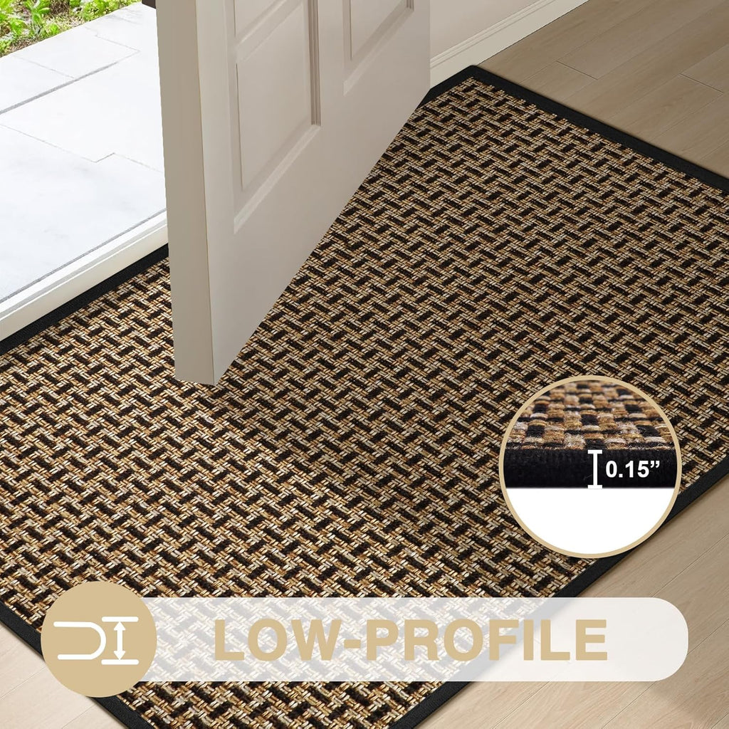 LEKEEPGO Door Mat Indoor Entrance 24"x47", Absorbent Indoor Door Mat Large, Non Slip Rubber Backing Inside Door Mats, Washable Floor Mat, Low-Profile Doormat for Front Door, Entryway, Entrance, Black