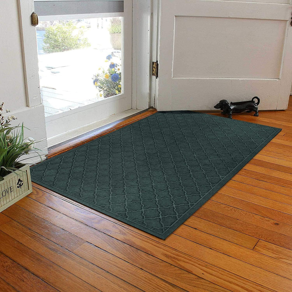 WaterHog Heavy Duty Doorway Mat, 4' x 6', Made in USA, Durable & Skid-Resistant Entryway Mat, Water-Trapping, Indoor/Outdoor Decorative Floor Covering, Cordova Collection, Evergreen