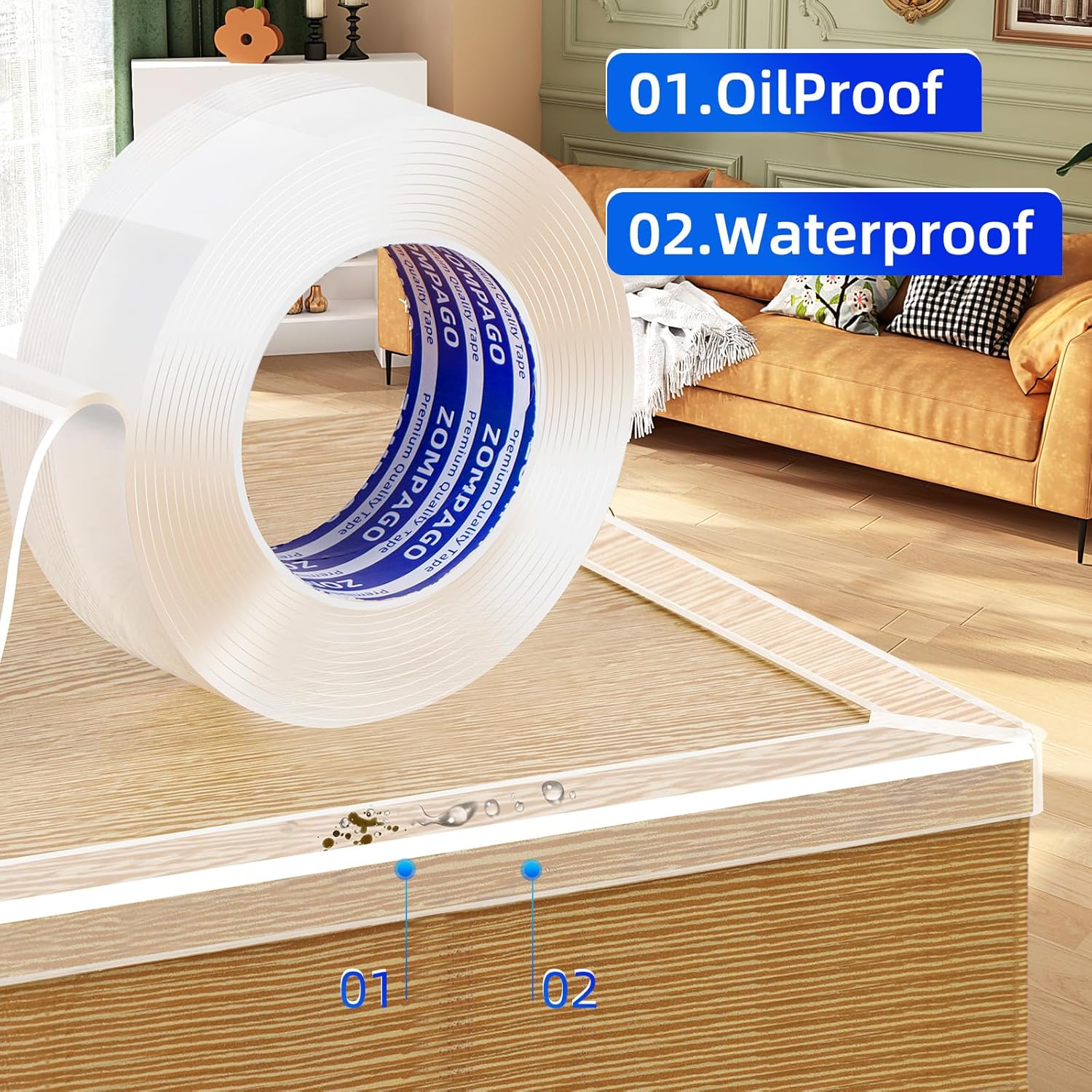 Clear Soft Corner Protectors for Furniture Strip,0.8in x9.84FT,2 Roll,Sharp Edge & Table Bumper,Window Edge,Wall Protector, Soft Corner Guards Safe for Proof,Table Corner Protectors in Family