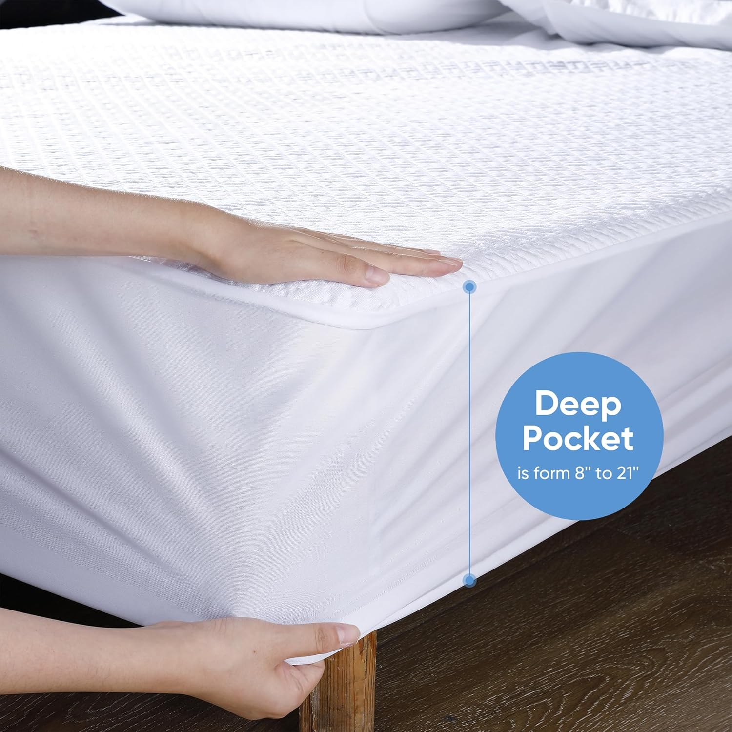 Cooling Waterproof Mattress Protector Full Size, Mattress Cover 3D Air Fabric Mattress Pad Cover Smooth Soft Breathable Noiseless, 8''-21'' Deep Pocket