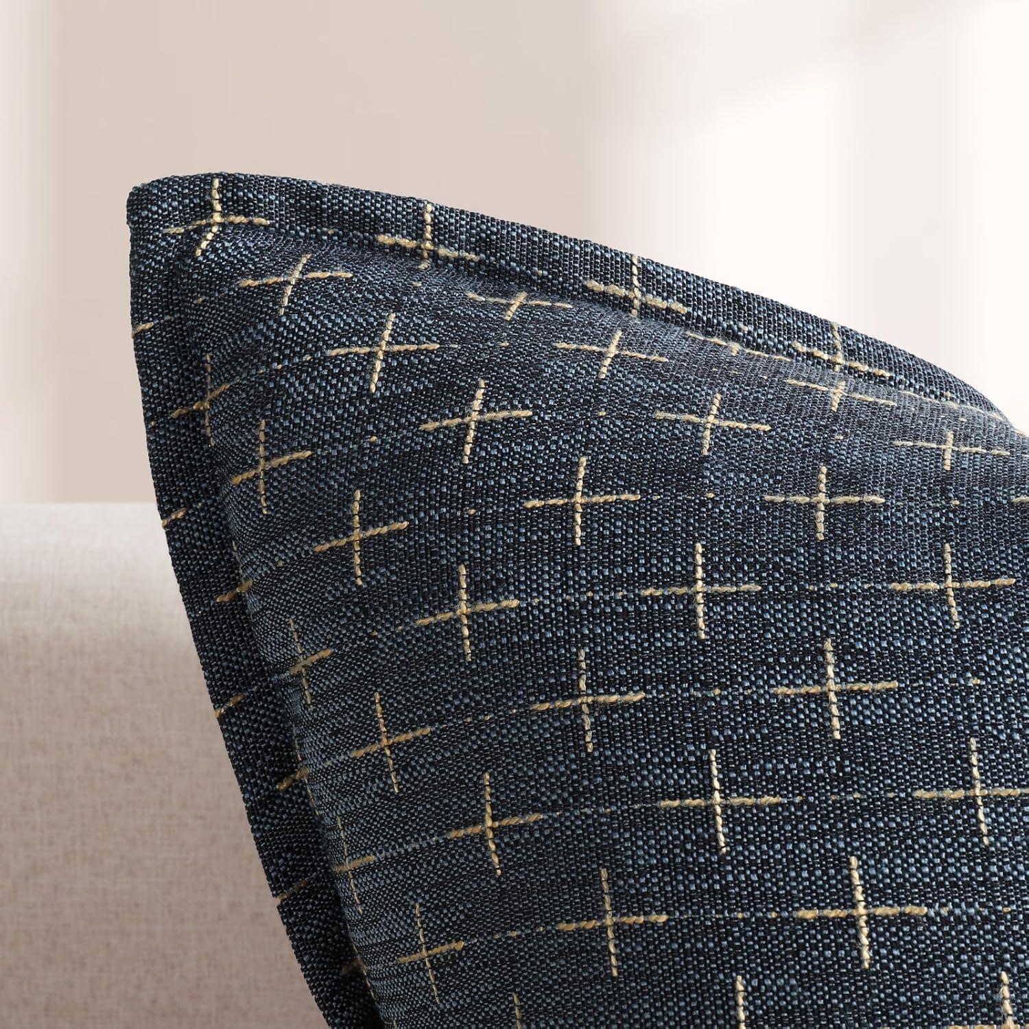 ZWJD Pillow Covers 20x20 Set of 2 Soft Polyester Textured Pillow Covers with Stylish Flange Edge Cozy Farmhouse Throw Pillows for Couch Bed Sofa Living Room