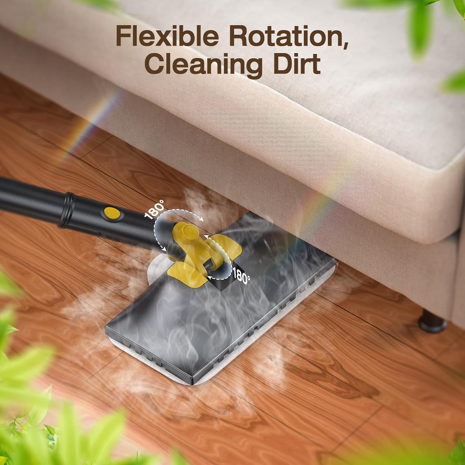 ScrubWiz Steam Mop Cleaner with Detachable Handheld Steamer, 10-in-1 Multi Accessories, Washable Microfiber Pads, 350ml and 2 Adjustable Levels for Cleaning Floor, Carpet, Grill, Tile, and Grout, Gray